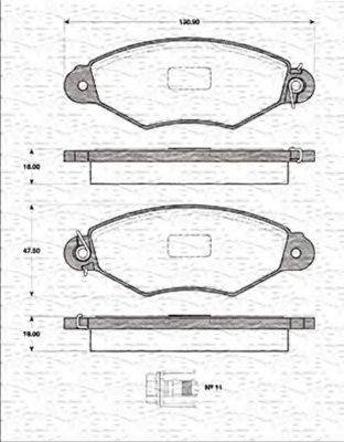 MAGNETI MARELLI 363702161203 Комплект гальмівних колодок, дискове гальмо